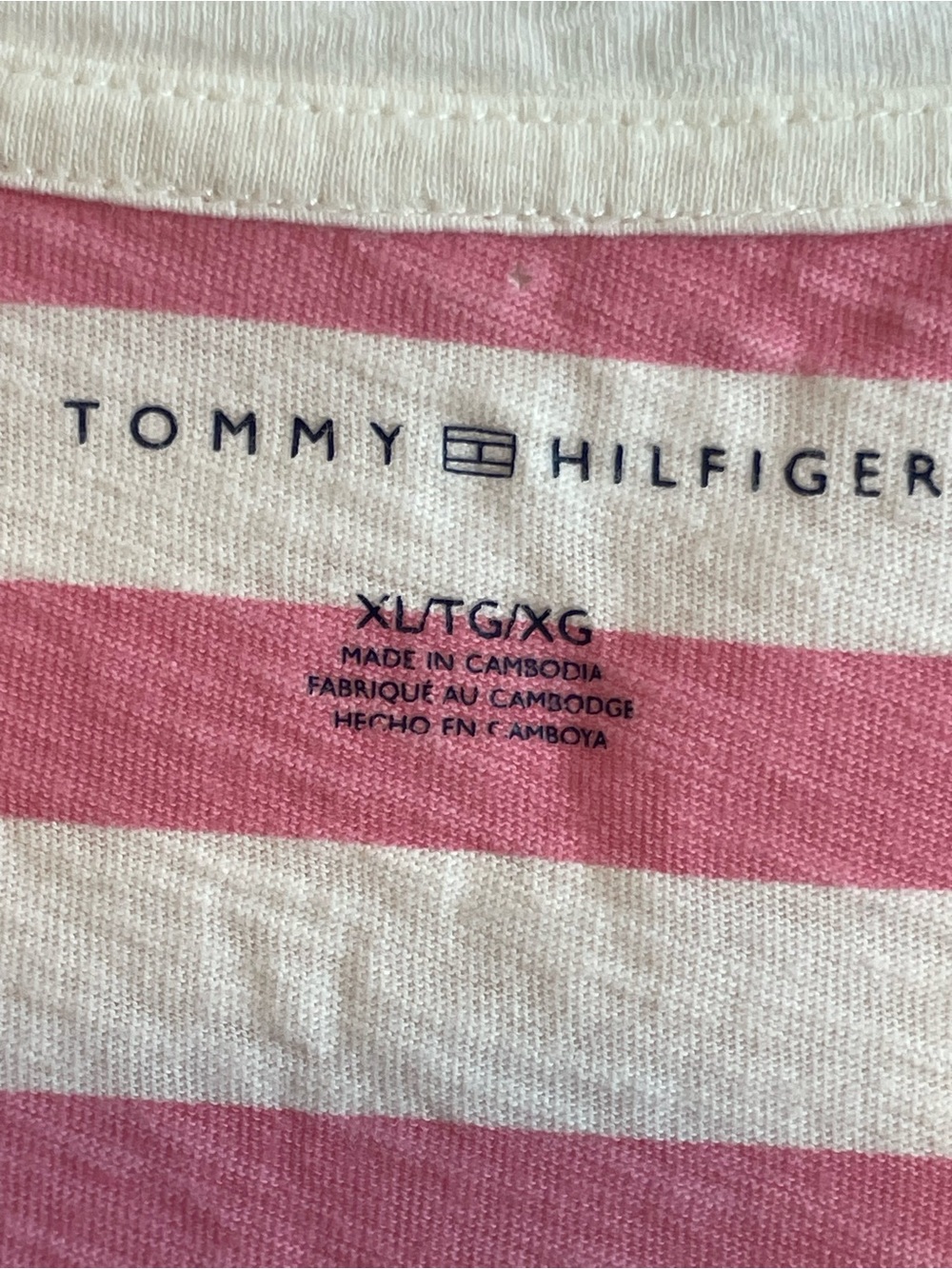 Tommy Hilfiger Women’s White Graphic Tee w/ Pink Stripes Size XL -Sun Sea & Sand - Picture 4 of 9